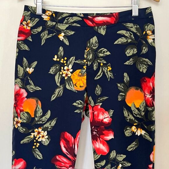 NWOT ISAAC MIZRAHI ORANGE BLOSSOM FLORAL PEDAL PUSHER CAPRIS SIZE 8 - Picture 2 of 8